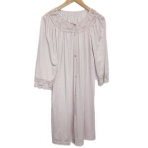 Vintage negligee soft nylon Button Up Robe 3/4 Sleeve